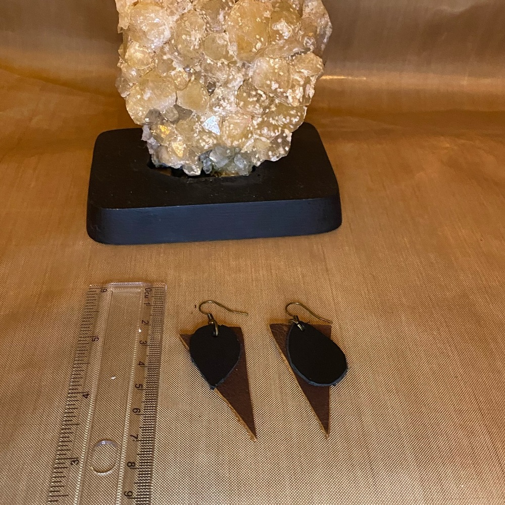 Leather up cycle earrings. - Picture 4 of 5